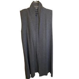 NANETTE LEPORE Sweater Vest SMALL Long Duster Merino Blend Side Zipper Charcoal